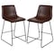 Flash Furniture 24" LeatherSoft Counter Height Barstools, Dark Brown, PK2 2-ET-ER18345-24-DB-GG - alternate 3
